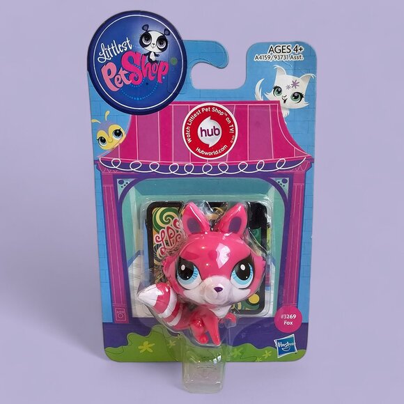 Hasbro Littlest Pet Shop #3269 Fox Pink White Striped Tail New NOC G4 LPS 2013 - Picture 1 of 5